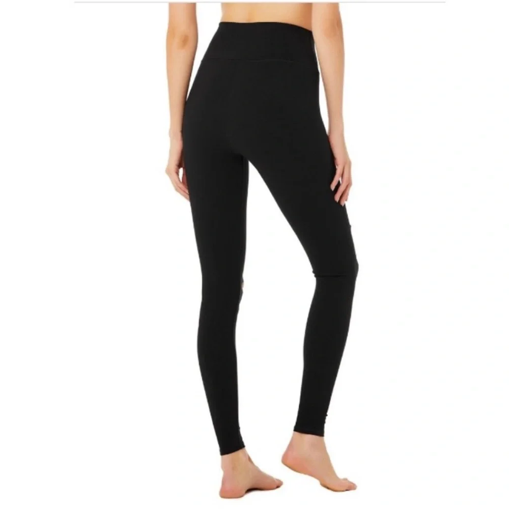 ALO YOGA WARRIOR HIGH RISE WAIST EDGY GOTH BLACK RIPPED SLASHES LEGGINGS S